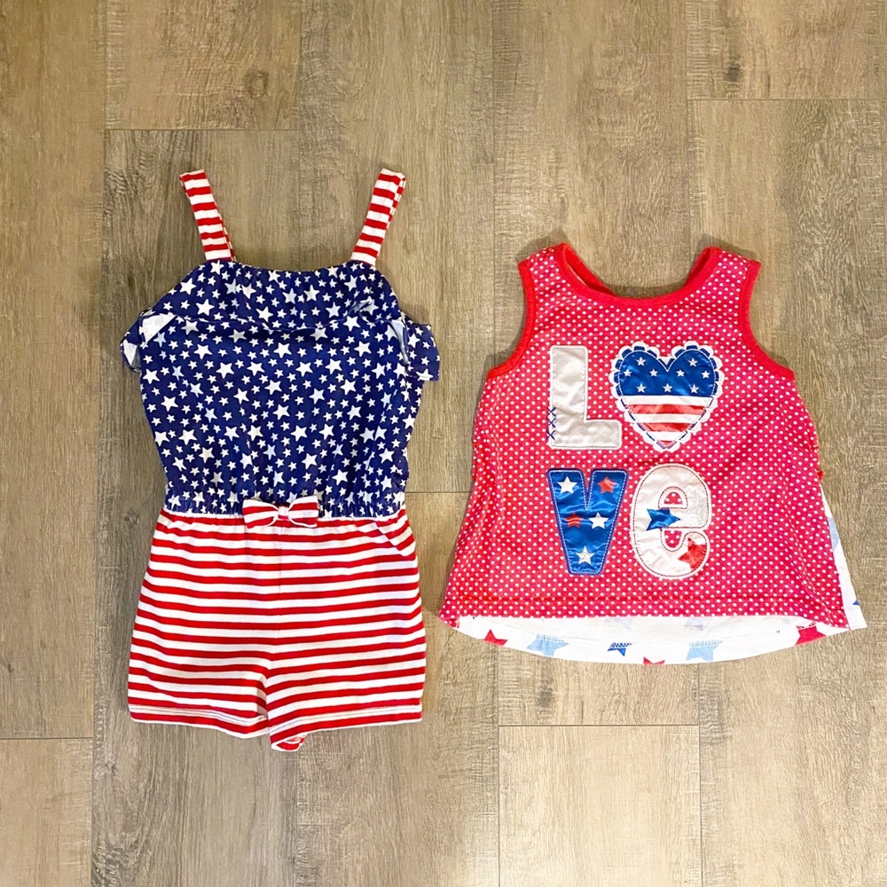 Girls Patriotic Red White and Blue Outfit Bundle Size 6